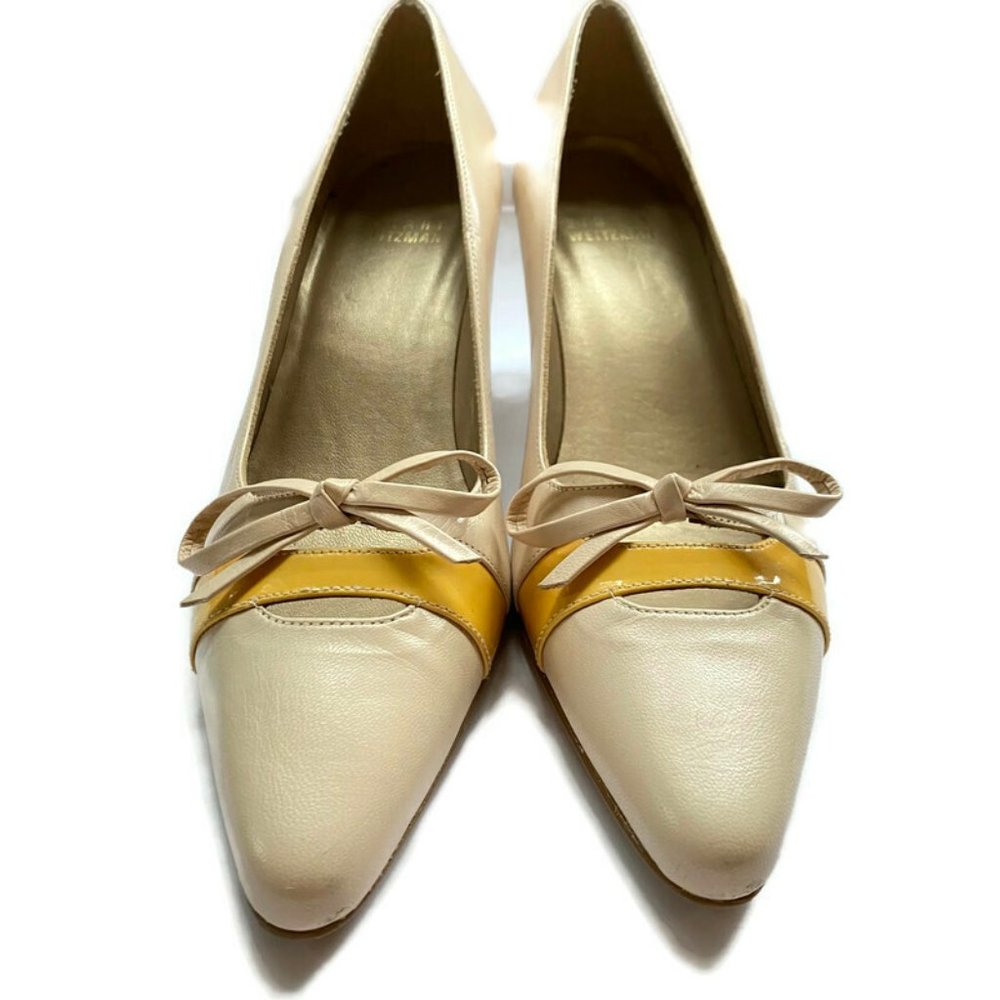 Stuart Weitzman kitten heel creme/yellow  pumps